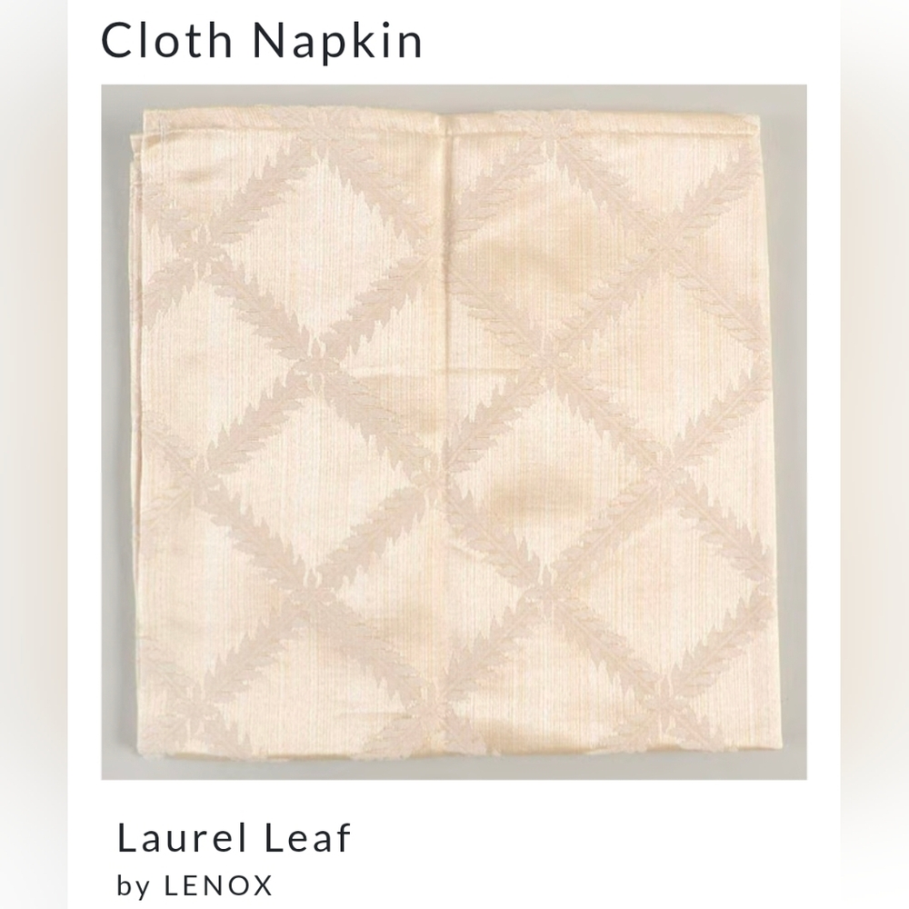 Set Of 4 Cream Patterned Elegant Lenox Laurel Leaf Placemats & Matching Napkins - Picture 2 of 16